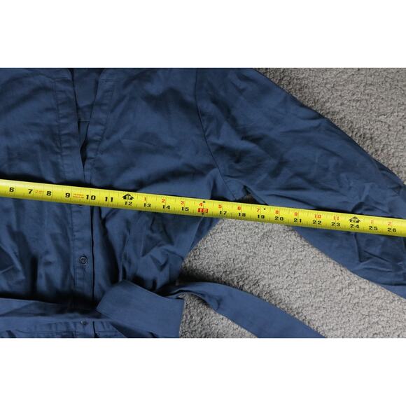 New Pact Dress Medium Blue Organic Cotton Sunset Lightweight Belted Midi Sample - Picture 13 of 15